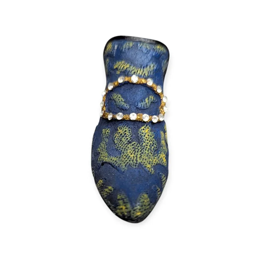 Vintage My Treasure 1999 Kingsbridge Int Inc Blue & Gold Tone Miniature Shoe